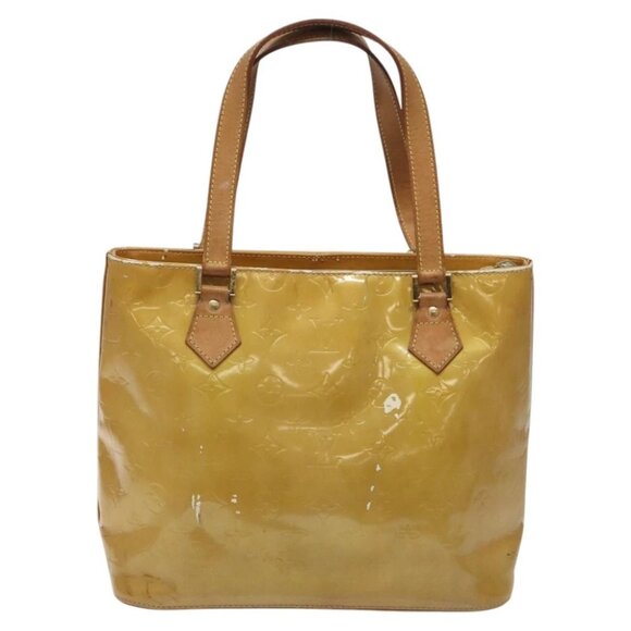 LOUIS VUITTON Monogram Vernis Houston Hand Bag Beige M91004 LV Auth bs23194 - Picture 1 of 14
